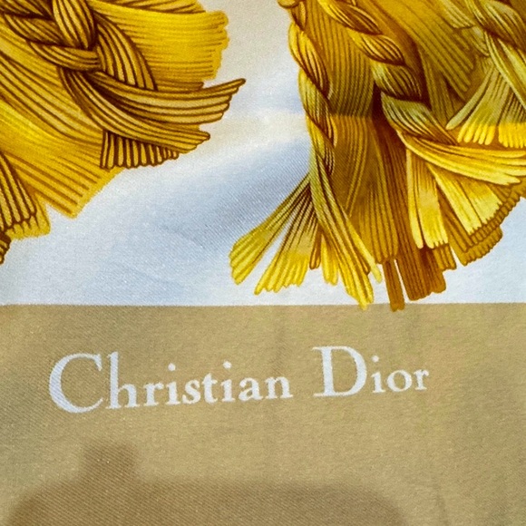 Authentic Dior Gold and Cream Silk Oversize Scarf - Picture 9 of 11